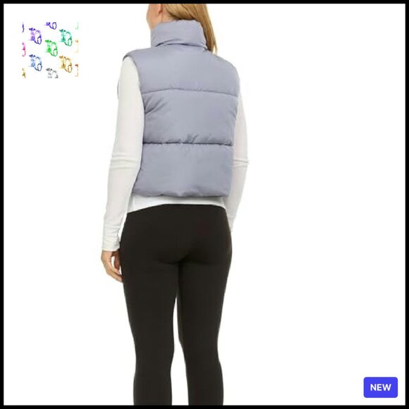 Cropped Puffer Vest Sleeveless Outerwear Chic Minimal Winter Layering Piece - Picture 6 of 8